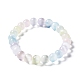 Macaron Color Dyed Natural Selenite Round Beaded Stretch Bracelet(BJEW-D024-01)-1