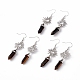 Natural Tiger Eye Bullet with Sun Dangle Earrings(EJEW-I276-01P-08)-1