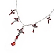 FireBrick Enamel Crucifix Cross with Plastic Teardrop Pendant Necklace & Dangle Earrings(SJEW-G081-02AS)-3