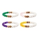 Смешанные каменные и деревянные круглые бусины эластичные браслеты для женщин(BJEW-JB07503)-1