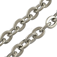 304 Stainless Steel Cable Chains, Soldered, Flat Oval, Stainless Steel Color, 3x2x0.6mm(X-CHS-R002-0.6mm)