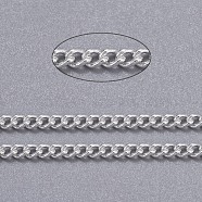 Brass Twisted Chains, Curb Chains, Unwelded, with Spool, Oval, Lead Free & Nickel Free & Cadmium Free, Silver Color Plated, 2.5x2x0.5mm, about 301.83 Feet(92m)/roll(CHC-S095-S-NF)