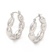 Brass Oval Wrap Hoop Earrings for Women, Platinum, 27.5x25x6mm, Pin: 0.6~1x0.5mm(EJEW-E273-01P)