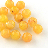 Acrylic Imitation Gemstone Beads, Round, Gold, 10mm, Hole: 2mm, about 925pcs/500g(OACR-R029-10mm-10)