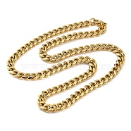 Ion Plating(IP) 304 Stainless Steel Cuban Link Chain Necklace for Men Women, Golden, 20.00 inch(50.8cm)(NJEW-C013-01G)