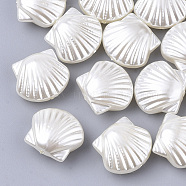 ABS Plastic Imitation Pearl Beads, Shell Shape, Floral White, 14.5x16x7.5mm, Hole: 1.2mm, about 550pcs/500g(KY-T013-010)