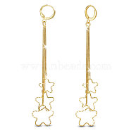 SHEGRACE Brass Hoop Earrings, with Snake Chains, Star, Real 18K Gold Plated, 95mm(JE810A)