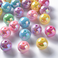 Opaque Acrylic Beads, AB Color Plated, Round, Mixed Color, 16x15mm, Hole: 2.8mm, about 220pcs/500g(MACR-S370-D16mm-M1)