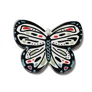 Printed Acrylic Pendants, Butterfly, Black, 27x35x2mm, Hole: 1.6mm(SACR-F006-03)