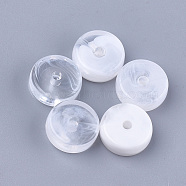 Acrylic Beads, Imitation Gemstone, Flat Round, Clear & White, 14.5x6mm, Hole: 2.5mm, about 508pcs/500g(OACR-S028-095)
