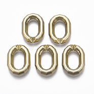 Spray Painted CCB Plastic Linking Rings, Quick Link Connectors, For Jewelry Cable Chains Making, Oval, Faceted, Gold, 26x18x5.5mm, Inner Diameter: 8x15mm(CCB-R104-15-02)