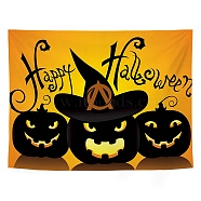 Halloween Theme Pumpkin Pattern Polyester Wall Hanging Tapestry, for Bedroom Living Room Decoration, Rectangle, Gold, 750x1000mm(HAWE-PW0001-111A-01)