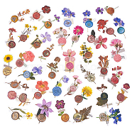 CRASPIRE 180Pcs 6 Styles Waterproof Self Adhesive PET Stickers, for Suitcase, Skateboard, Refrigerator, Helmet, Mobile Phone Shell, Mixed Color, Dried Flower Wax Seal Pattern, 47~61x24~47x0.1mm, 30pcs/style, 6 bags/set(DIY-CP0007-02)