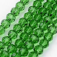 Transparent Glass Bead Strands, Imitate Austrian Crystal, Faceted(32 Facets), Round, Lime Green, 4mm, Hole: 1mm, about 96~100pcs/strand, 14~14.5 inch(GLAA-G013-4mm-54)