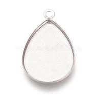 201 Stainless Steel Pendant Cabochon Settings, Plain Edge Bezel Cups, teardrop, Stainless Steel Color, Tray: 24.5x17.5mm, 30x19x2mm, Hole: 2.5mm(STAS-S057-34)