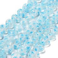 Handmade Millefiori Glass Heart Bead Strands, Light Sky Blue, 12x12x3.5mm, Hole: 1mm(LK-P017-12)