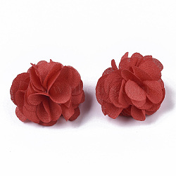 Polyester Fabric Flowers, for DIY Headbands Flower Accessories Wedding Hair Accessories for Girls Women, Red, 34mm(X-FIND-R076-02K)