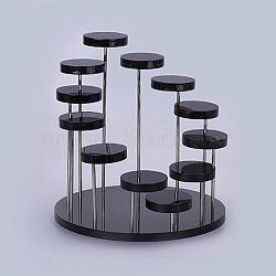 Acrylic Organic Glass Ring Displays, Flat Round, Black, 14.4x15.3cm(RDIS-F001-01A)