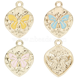 30Pcs 3 Colors Rack Plating Alloy Enamel Pendants, Cadmium Free & Nickel Free & Lead Free, Light Gold, Oval with Butterfly Charm, Mixed Color, 24x18x3mm, Hole: 2.2mm, 10pcs/color(FIND-SC0004-08)