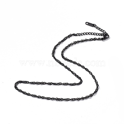304 Stainless Steel Singapore Chain Necklace for Men Women, Gunmetal, 15.94 inch(40.5cm)(NJEW-K245-013C)