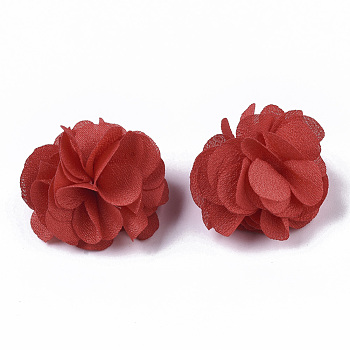 Polyester Fabric Flowers, for DIY Headbands Flower Accessories Wedding Hair Accessories for Girls Women, Red, 34mm