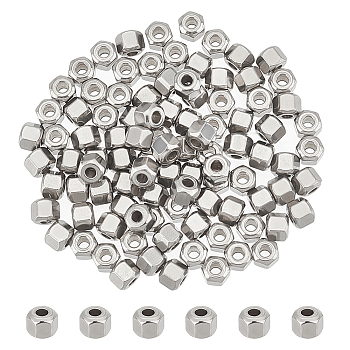 100Pcs Eco-Friendly 201 Stainless Steel Beads, Faceted, Rondelle, Stainless Steel Color, 3.5x4x4mm, Hole: 1.5mm