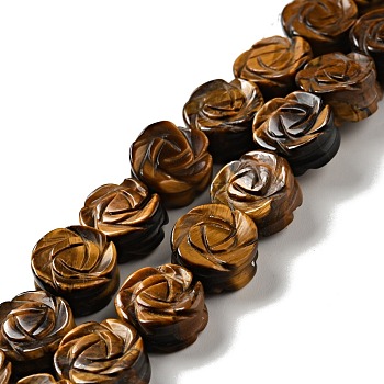Natural Tiger Eye Beads Strands, Rose, 14x7.5~8mm, Hole: 1.2mm, about 28~29pcs/strand, 15.16''(38.5~41.5cm)
