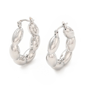 Brass Oval Wrap Hoop Earrings for Women, Platinum, 27.5x25x6mm, Pin: 0.6~1x0.5mm