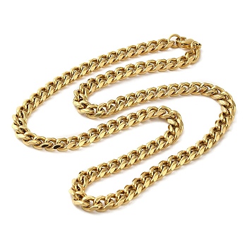 Ion Plating(IP) 304 Stainless Steel Cuban Link Chain Necklace for Men Women, Golden, 20.00 inch(50.8cm)