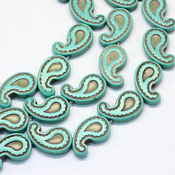 Synthetic Turquoise Bead Strands, Tadpole, Dyed, Turquoise, 21x12.5x4mm, Hole: 1.5mm, about 22pcs/strand, 15.7'