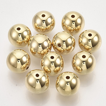 CCB Plastic Beads, for DIY Jewelry Making, Round, Golden, 13.5x13mm, Hole: 2mm, about 355pcs/500g