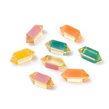 Resin Double Terminated Pointed Beads, No Hole/Undrilled, Bullet, Mixed Color, 20.5x7x7.5~8mm