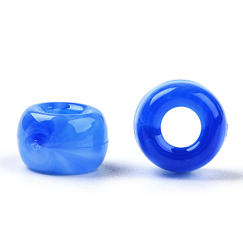 Acrylic Beads, Two Tone, Barrel, Royal Blue, 9x6mm, Hole: 3.7mm, about 1700pcs/500g