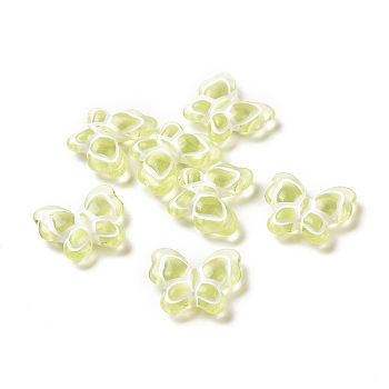 Spray Painted Transparent Acrylic Beads,  Butterfly, Yellow Green, 17.5x21x6mm, Hole: 1.6mm, about 415pcs/500g