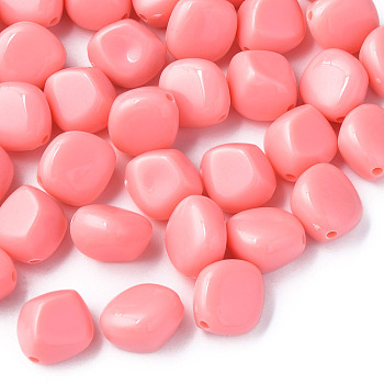 Opaque Acrylic Beads, Nuggets, Light Coral, 15.5x14x11mm, Hole: 1.8mm, about 380pcs/500g
