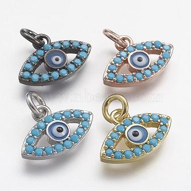 Mixed Color Eye Brass+Cubic Zirconia Charms