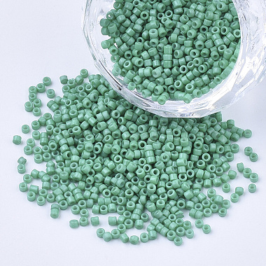 Medium Sea Green Round Bugle Glass Beads