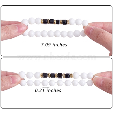 4шт. 4 комплект эластичных браслетов из натурального малайзийского нефрита со стеклянными бусинами(BJEW-SW00105-05)-2