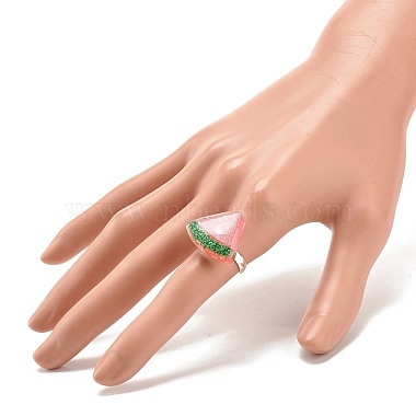 Jelly Color 3D Resin Fruit Adjustable Ring(RJEW-JR00455)-3
