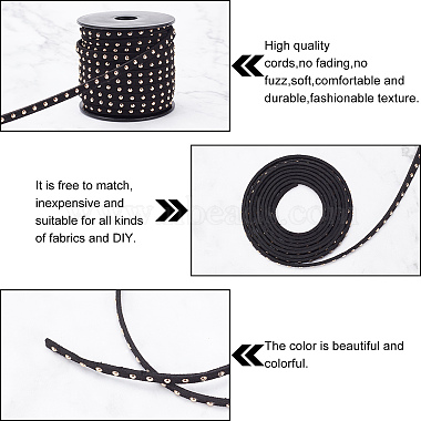 Golden Aluminum Studded Faux Suede Cord(LW-WH0006-01A)-7
