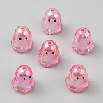 Transparent Acrylic Bead Caps, Ghost, Cerise, 17x15mm, Hole: 2mm(TACR-WH0021-20H)