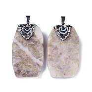 Synthetic Picture Jasper Pendants, Rectangle Charms with Platinum Plated Brass Rhinestone Findings, 48x27.5x5.5mm, Hole: 7.5x4.5mm(KK-F868-25P)