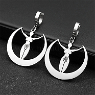 304 Stainless Steel Mythology Moon Goddess Amulet Hoop Earrings for Women, Stainless Steel Color, 48.5x35mm(EJEW-S239-02P)