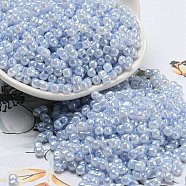 Glass Seed Beads, Opaque Colours Luster, Peanut, Light Steel Blue, 6x3x3mm, Hole: 1.2mm, about 4000pcs/pound(SEED-K009-02B-18)