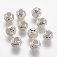 Alloy European Beads, Large Hole Beads, Rondelle, Silver Color Plated, 10x8mm, Hole: 4mm(PALLOY-G117-17S)