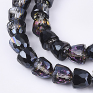 Electroplated Glass Beads, Half Plated, Faceted, Bell, Black, 10.5~11x9mm, Hole: 1mm(EGLA-T016-01-A01)