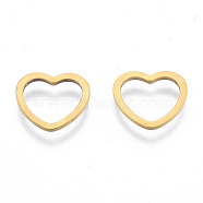 201 Stainless Steel Linking Rings, Heart, Golden, 11x12x1mm, Inner Diameter: 7.5x9.5mm(STAS-N090-T06-2)