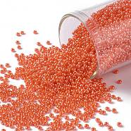 TOHO Round Seed Beads, Japanese Seed Beads, (129) Opaque Luster Pumpkin, 15/0, 1.5mm, Hole: 0.7mm, about 3000pcs/10g(X-SEED-TR15-0129)