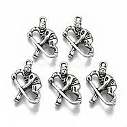 Tibetan Style Alloy Pendants, Athlete, Cadmium Free & Lead Free, Antique Silver, 23x16x6mm, Hole: 2mm, about 350pcs/1000g(TIBEP-N009-046AS-RS)