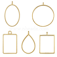 Alloy Open Back Bezel Big Pendants, For DIY UV Resin, Epoxy Resin, Pressed Flower Jewelry, Mixed Shapes, Golden, 25pcs/set(PALLOY-TA0001-30)